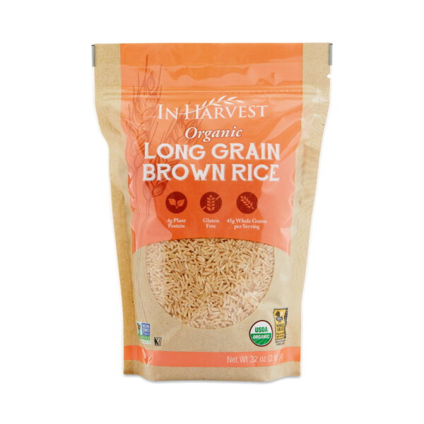 InHarvest Organic Long Grain Brown Rice 32 oz pouch