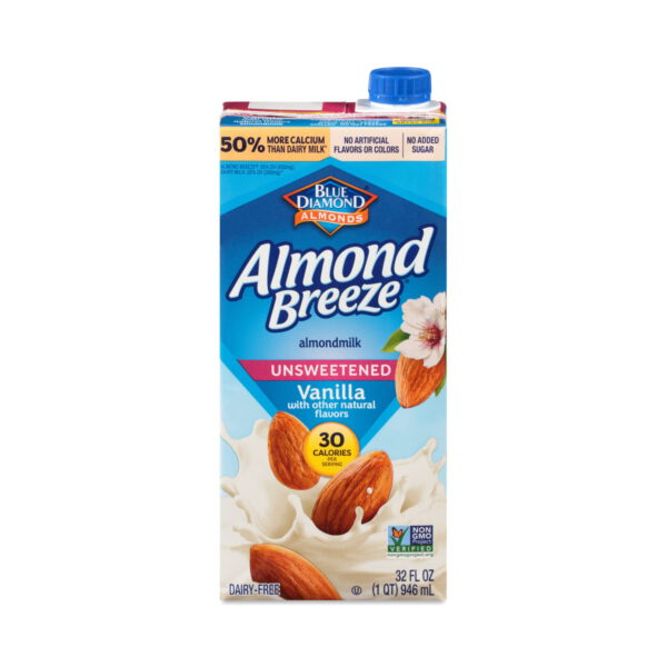 Blue Diamond Almond Breeze Unsweetened Vanilla Almond Milk 32 oz carton