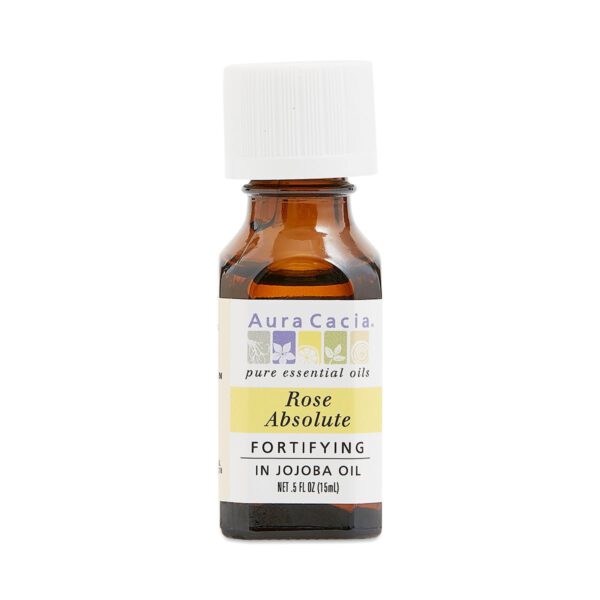 Aura Cacia Rose Absolute in Jojoba Oil 0.5 fl oz bottle