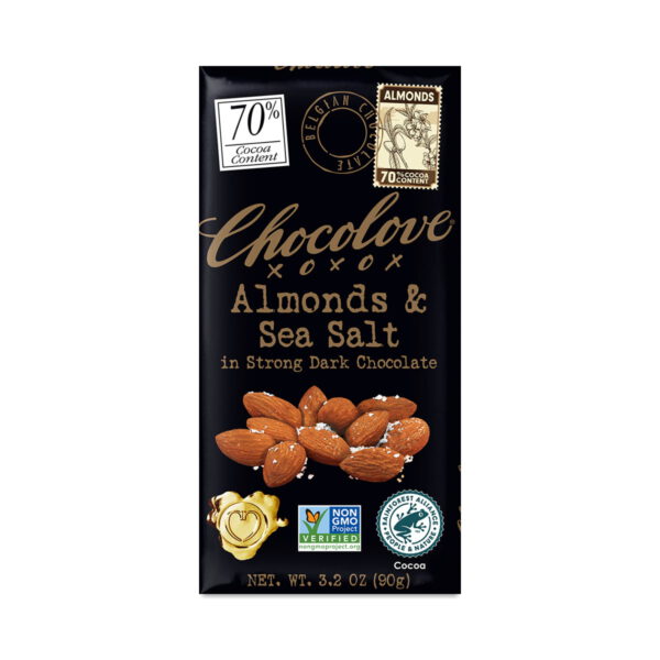 Chocolove Almonds & Sea Salt in Strong Dark Chocolate 3.2 oz bar