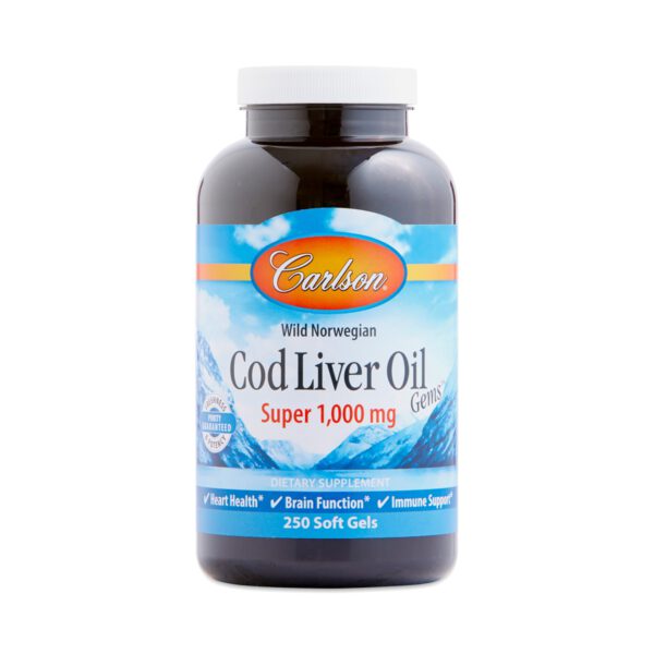 Carlson Labs Cod Liver Oil Gems Super 1000 mg 250 softgels