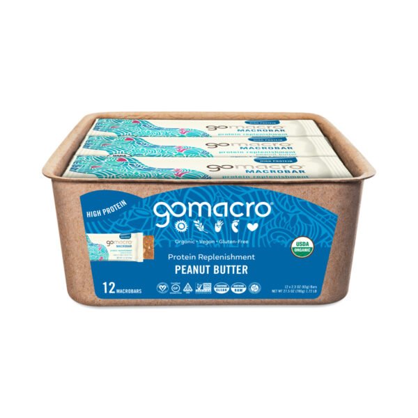 GoMacro Organic Peanut Butter Protein Replenishment Bar 12 bars (2.3 oz each)