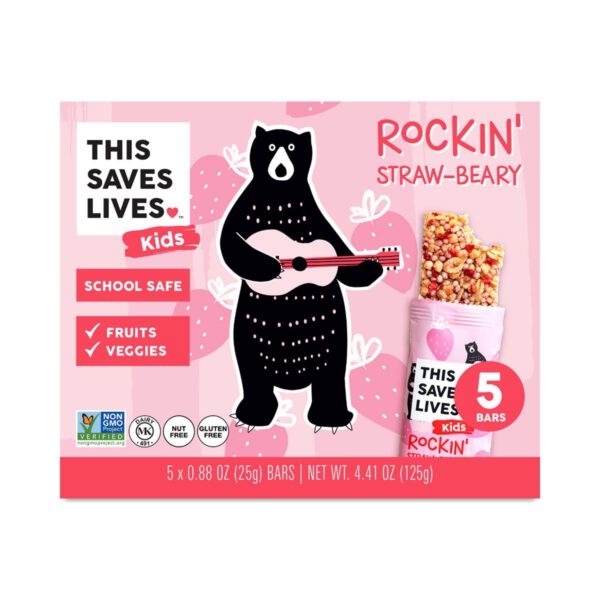 This Saves Lives Rockin' Straw-Beary Kids Bars 5 bars (0.88 oz each)