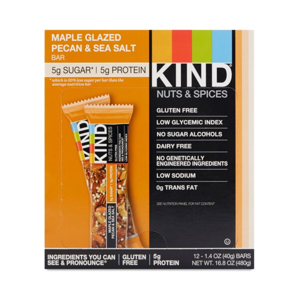 KIND Maple Glazed Pecan & Sea Salt Bars 12 bars (1.4 oz each)