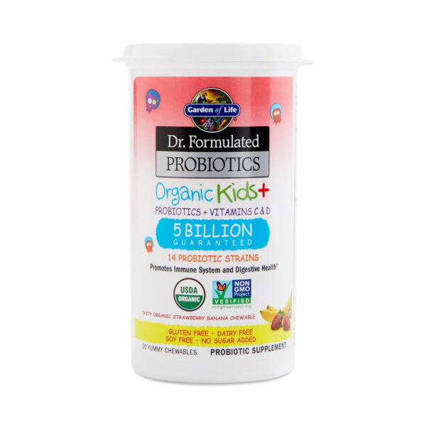 Garden of Life Dr. Formulated Organic Kids+ Probiotics - Strawberry Banana 30 chewable tablets