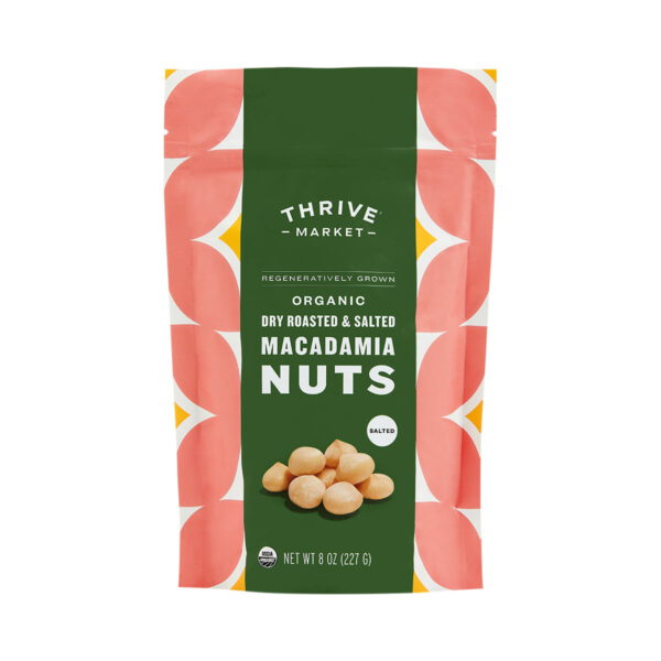 Thrive Market  Organic Dry Roasted & Salted Macadamia Nuts 8 oz pouch