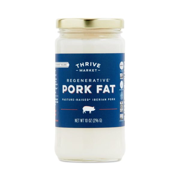 Thrive Market Regenerative Pork Fat 10 oz glass jar