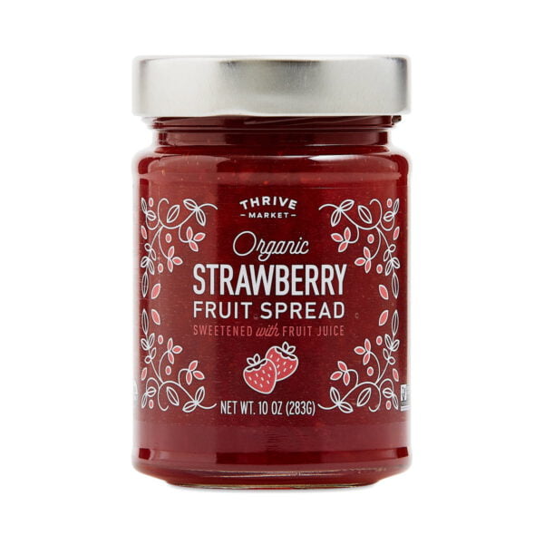 Thrive Market Organic Strawberry Fruit Spread 10 oz glass jar