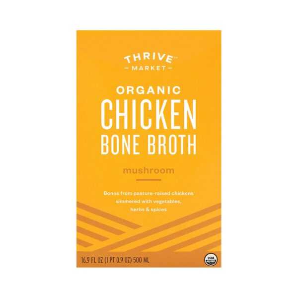 Thrive Market Organic Chicken Mushroom Bone Broth 16.9 fl oz carton