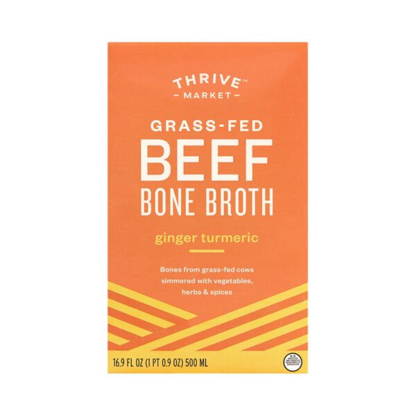 Thrive Market Grass-Fed Beef Bone Broth with Turmeric Ginger 16.9 fl oz carton