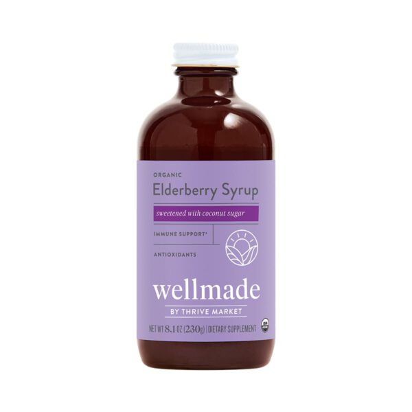 Wellmade Organic Elderberry Syrup 8 oz glass bottle