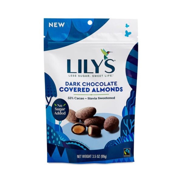 Lily's Sweets Dark Chocolate Covered Almonds 3.5 oz pouch