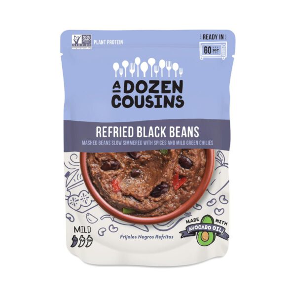 A Dozen Cousins Refried Black Beans 10 oz pouch