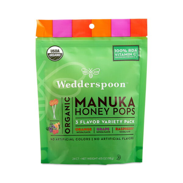 Wedderspoon Organic Manuka Honey Pops Variety Pack 24 count