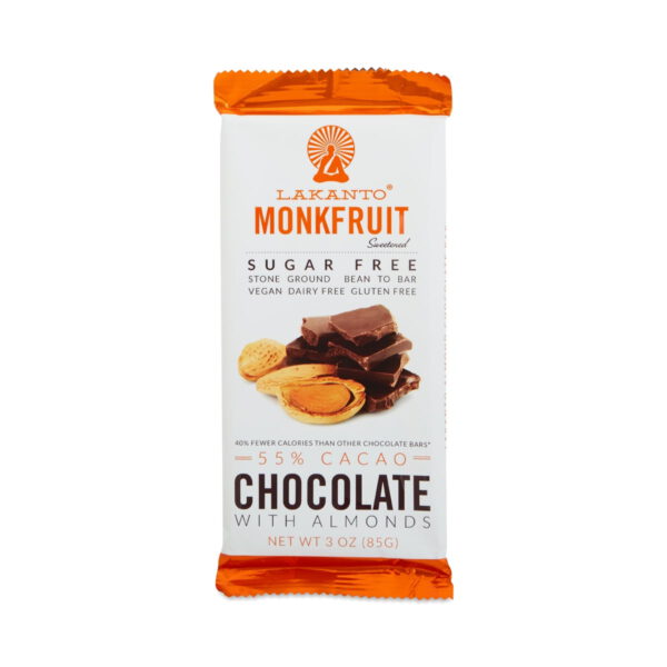 Lakanto Sugar-Free 55% Chocolate Bar with Almonds 3 oz bar