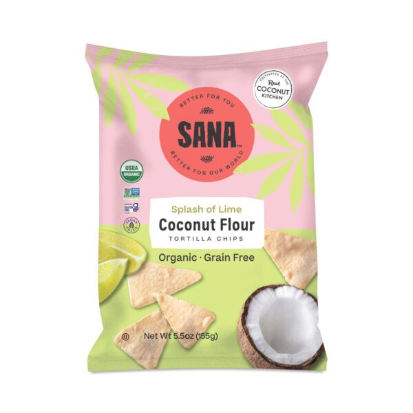 The Real Coconut Splash of Lime Tortilla Chips 5.5 oz bag