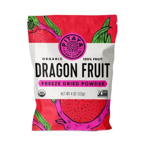 Pitaya Plus Organic Freeze Dried Red Dragon Fruit Powder 4 oz pouch