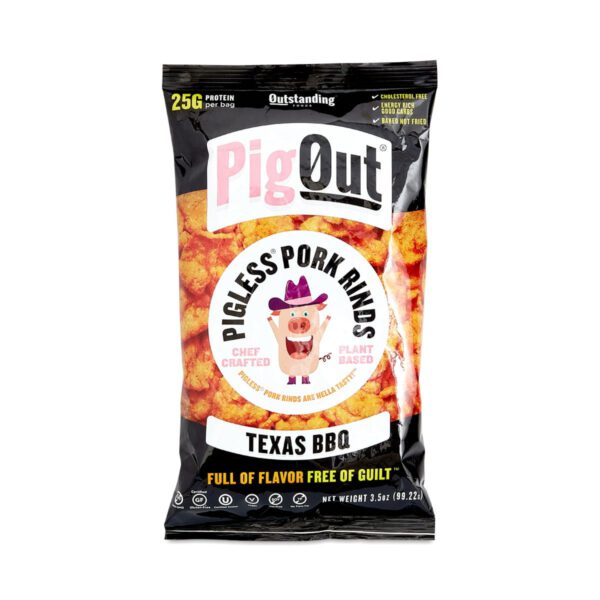 Pig Out Texas BBQ Pigless Pork Rind 3.5 oz bag