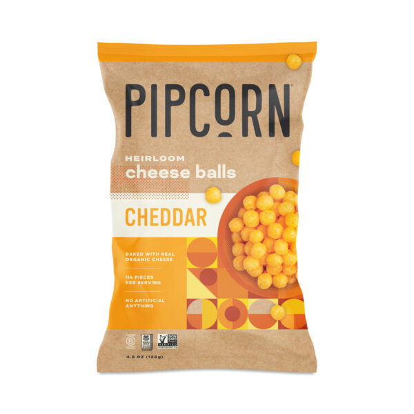 Pipcorn Cheddar Cheese Balls 4.5 oz bag