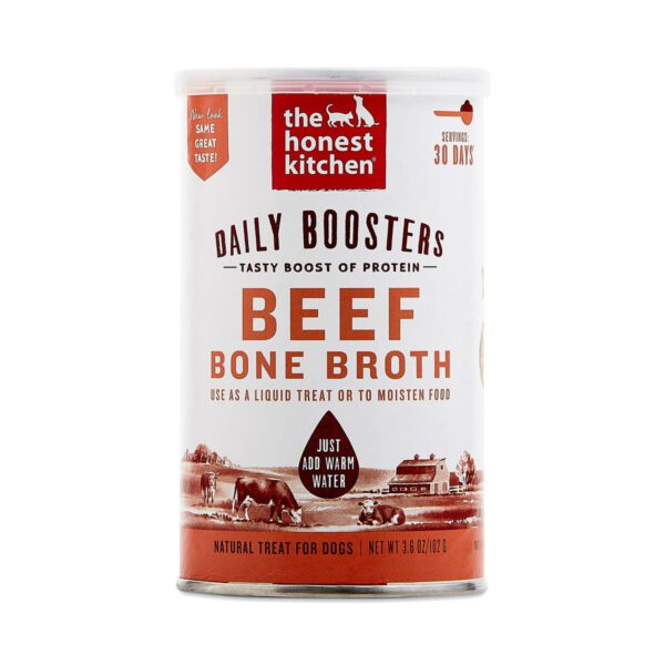 The Honest Kitchen Daily Boosters Beef Bone Broth 3.6 oz canister