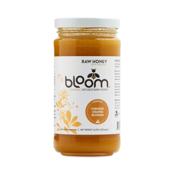 Bloom Honey Organic Turmeric Infused Orange Blossom Honey 16 oz jar