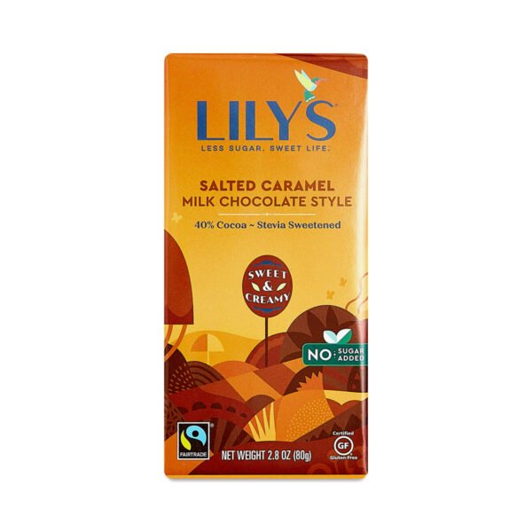 Lily's Sweets Stevia Sweetened Salted Caramel Milk Chocolate Bar 2.8 oz bar