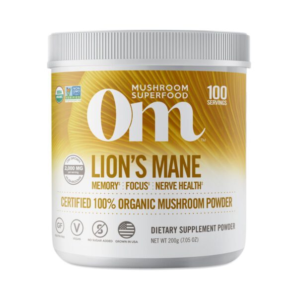 OM Lion's Mane Mushroom Powder 7.05 oz container