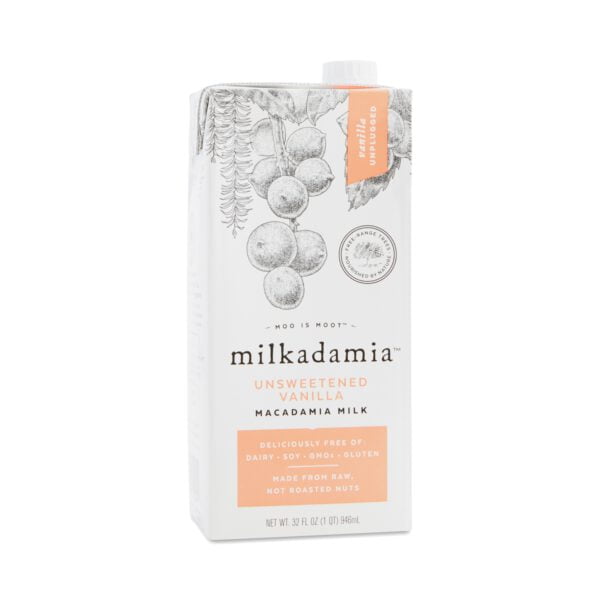 Milkadamia Unsweetened Vanilla Macadamia Milk 32 oz carton