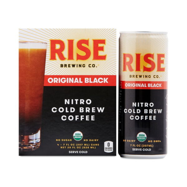 RISE Brewing Co. Original Black Nitro Cold Brew Coffee 4 Pack four 7 oz cans