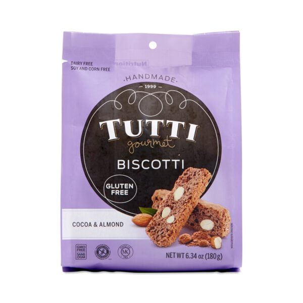 Tutti Gourmet Gluten Free Cocoa & Almond Biscotti 6.34 oz pouch