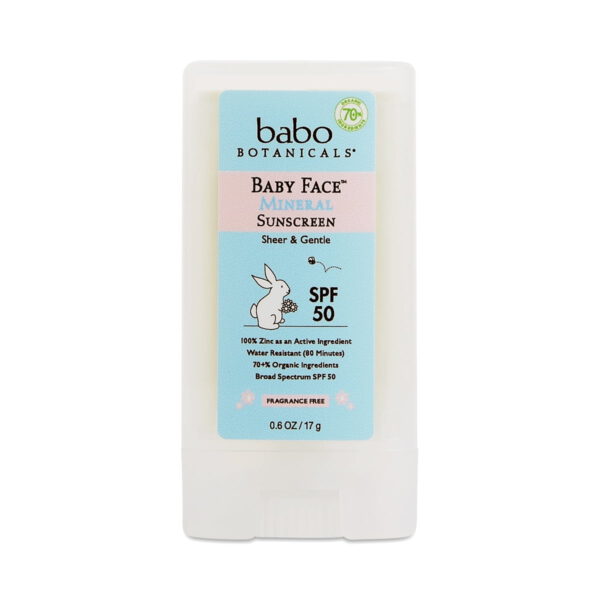 Babo Botanicals SPF 50 Baby Face Mineral Sunscreen Stick 0.6 oz stick