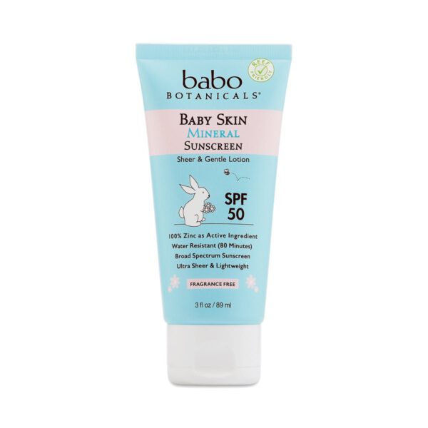 Babo Botanicals SPF 50 Baby Skin Mineral Sunscreen Lotion 3 fl oz tube