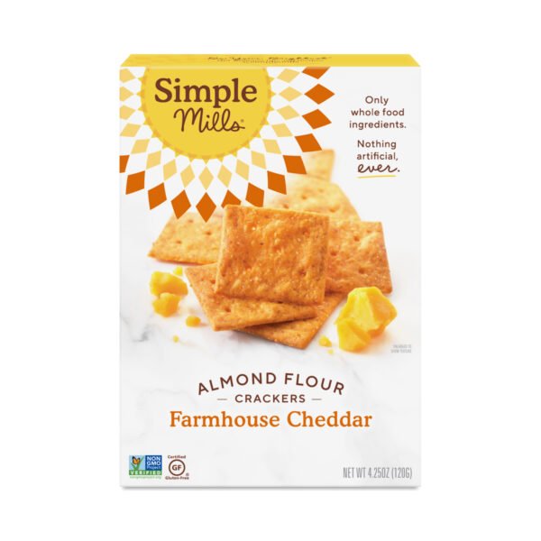 Simple Mills Farmhouse Cheddar Almond Flour Crackers 4.25 oz box