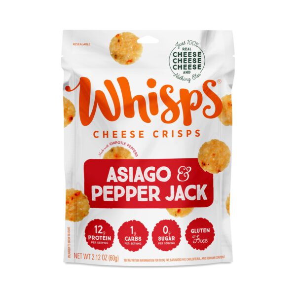 Whisps Asiago & Pepper Jack Cheese Crisps  2.12 oz pouch