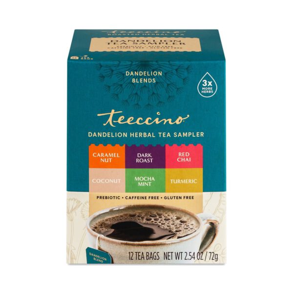 Teeccino Dandelion Roasted Herbal Tea Sampler 12 count