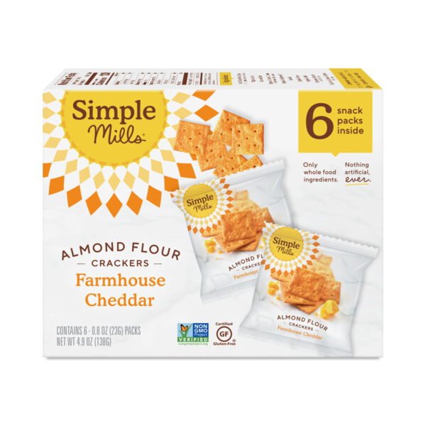 Simple Mills Farmhouse Cheddar Almond Flour Cracker Snack Pack 6 packs (0.8 oz each)