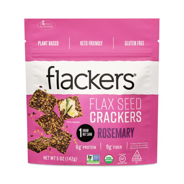 Doctor in the Kitchen Flackers - Rosemary Flax Seed Crackers 5 oz pouch