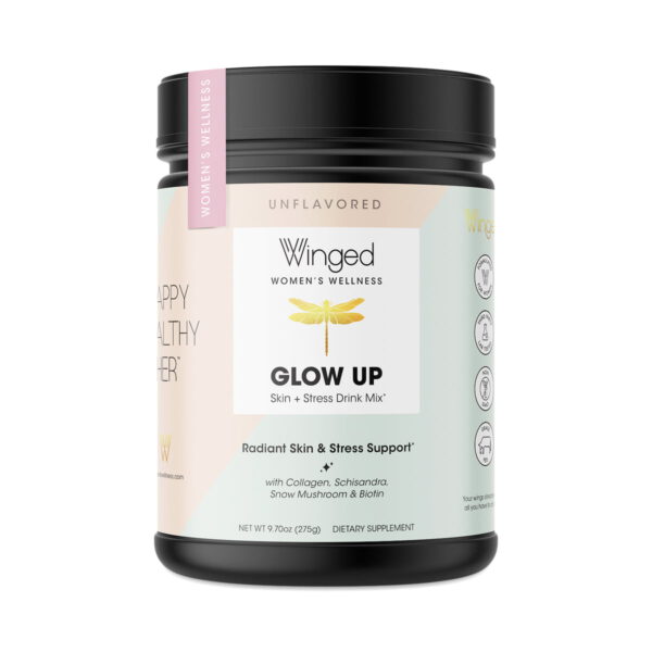 Winged Glow Up Skin & Stress Drink Mix 9.7 oz canister