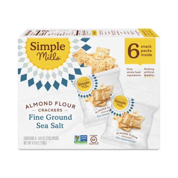 Simple Mills Fine Ground Sea Salt Almond Flour Crackers Snack Pack 6 snack packs (0.8 oz each)