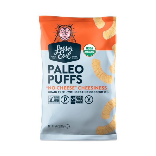 LesserEvil Paleo Puffs "No Cheese" Cheesiness 5 oz bag